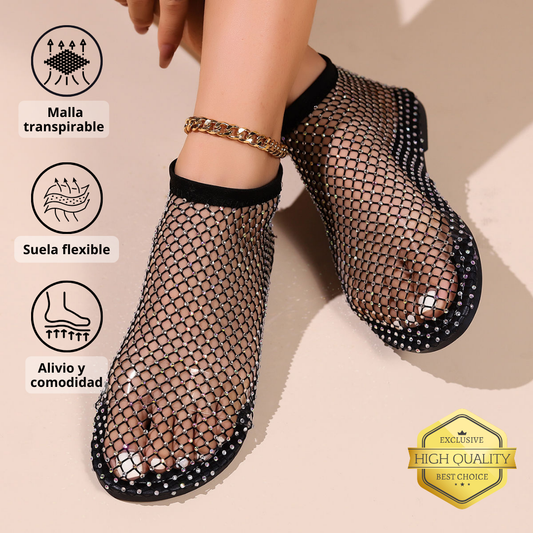 Glamour - Sandalia ortopédica ultraliviana flexible adornada con moissanita